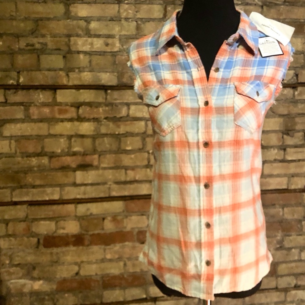 New! HIPPIE LAUNDRY Stone Heart Sleeveless Plaid S